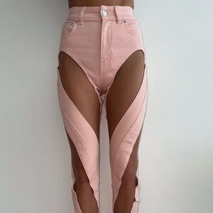 MUGLER paneled pants, PINK